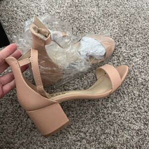Lulu's Blush Block Heel Sandals